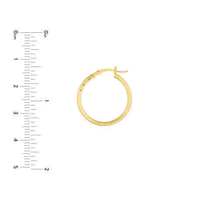 2mm x 20mm Diamond-Cut Hoop Earrings