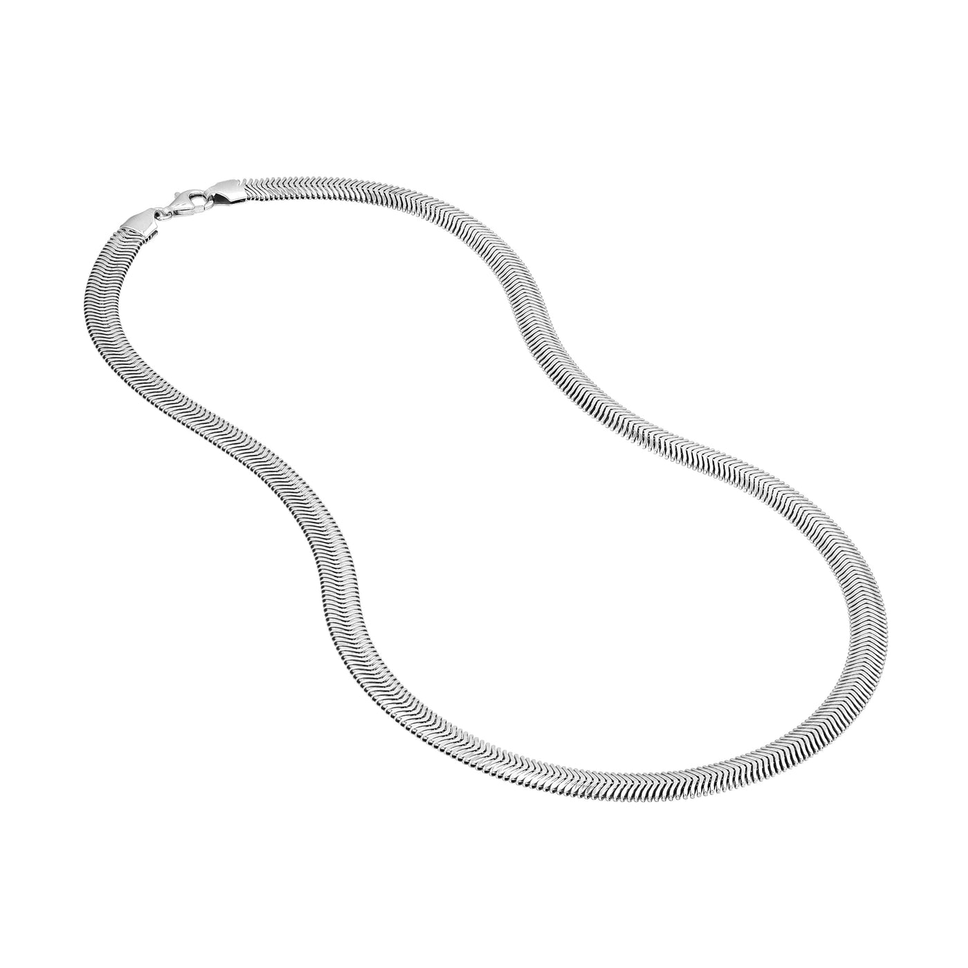 Sterling Silver 6.40mm D/C Flat Oval Snake Chain