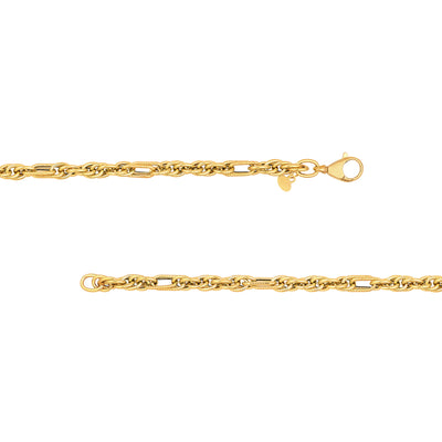 Polished Textured (2+1) Link Chain