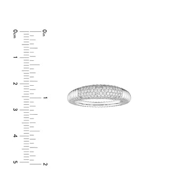 Diamond Pavé Ribbed Dome Ring (White Gold)
