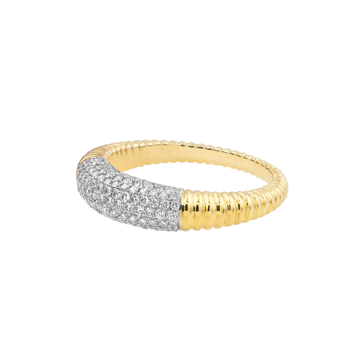 Diamond Pavé Ribbed Dome Ring