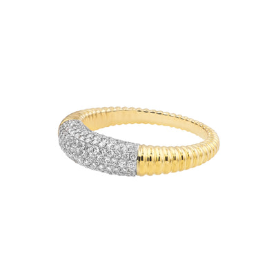 Diamond Pavé Ribbed Dome Ring