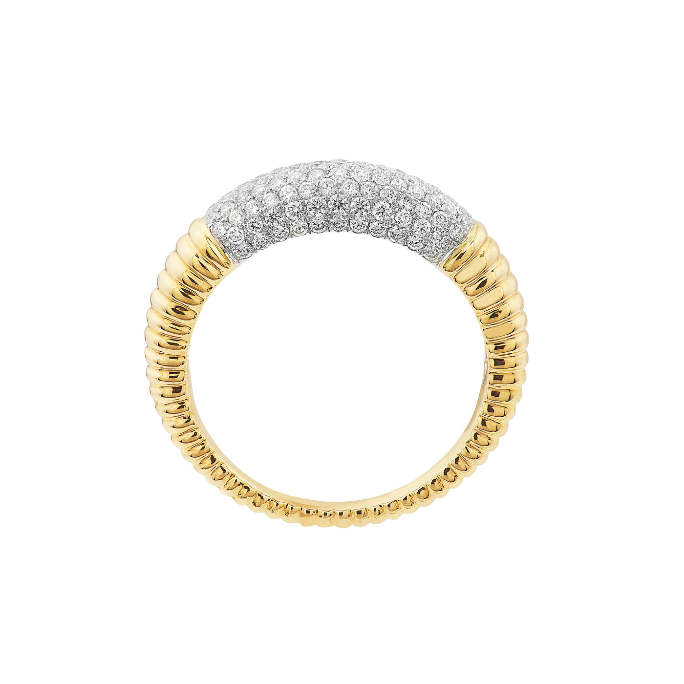 Diamond Pavé Ribbed Dome Ring