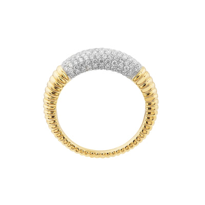 Diamond Pavé Ribbed Dome Ring