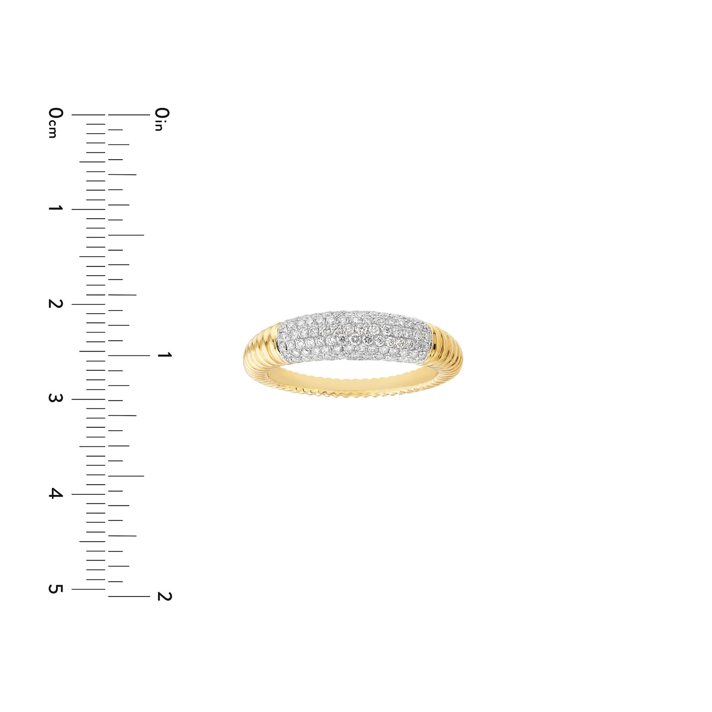Diamond Pavé Ribbed Dome Ring