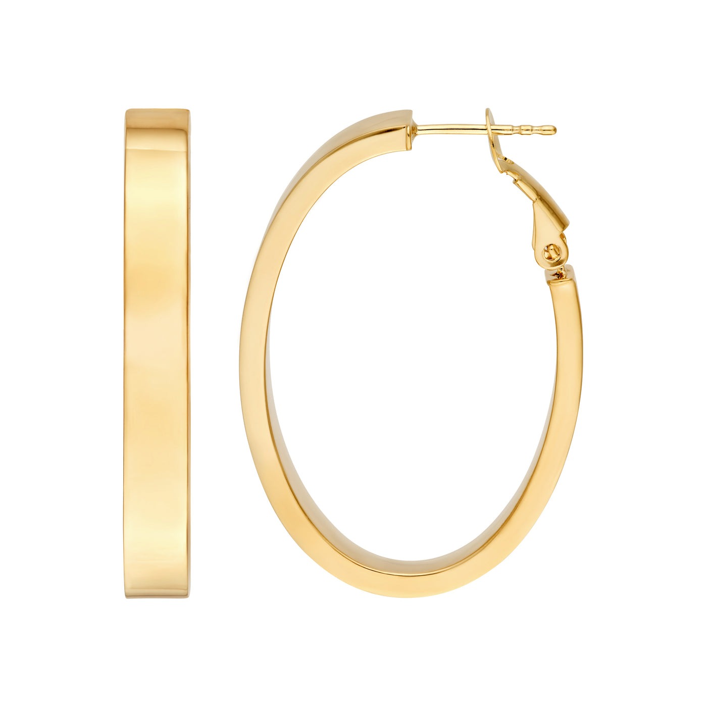 4x1.5mm Rectangle Tube Oval Hoop Earrings