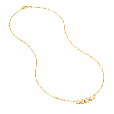 Bezel Set 5 Stone Graduated Diamond Necklace