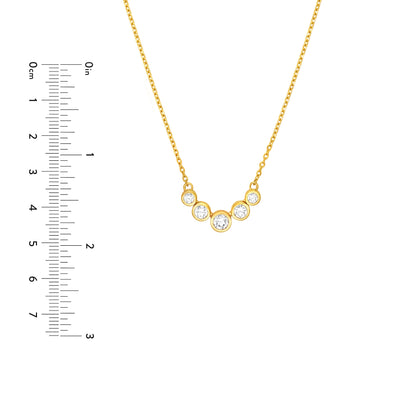 Bezel Set 5 Stone Graduated Diamond Necklace