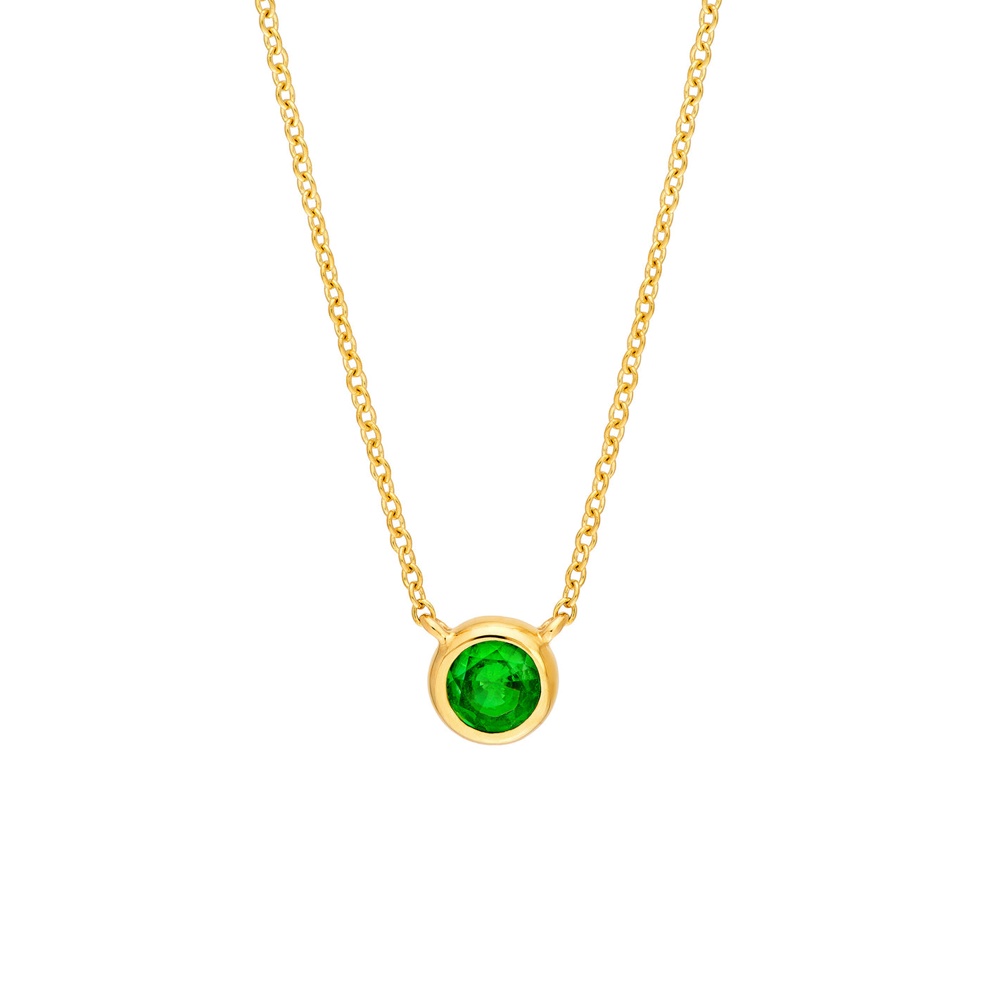 4mm Tsavorite Stone Bezel Necklace