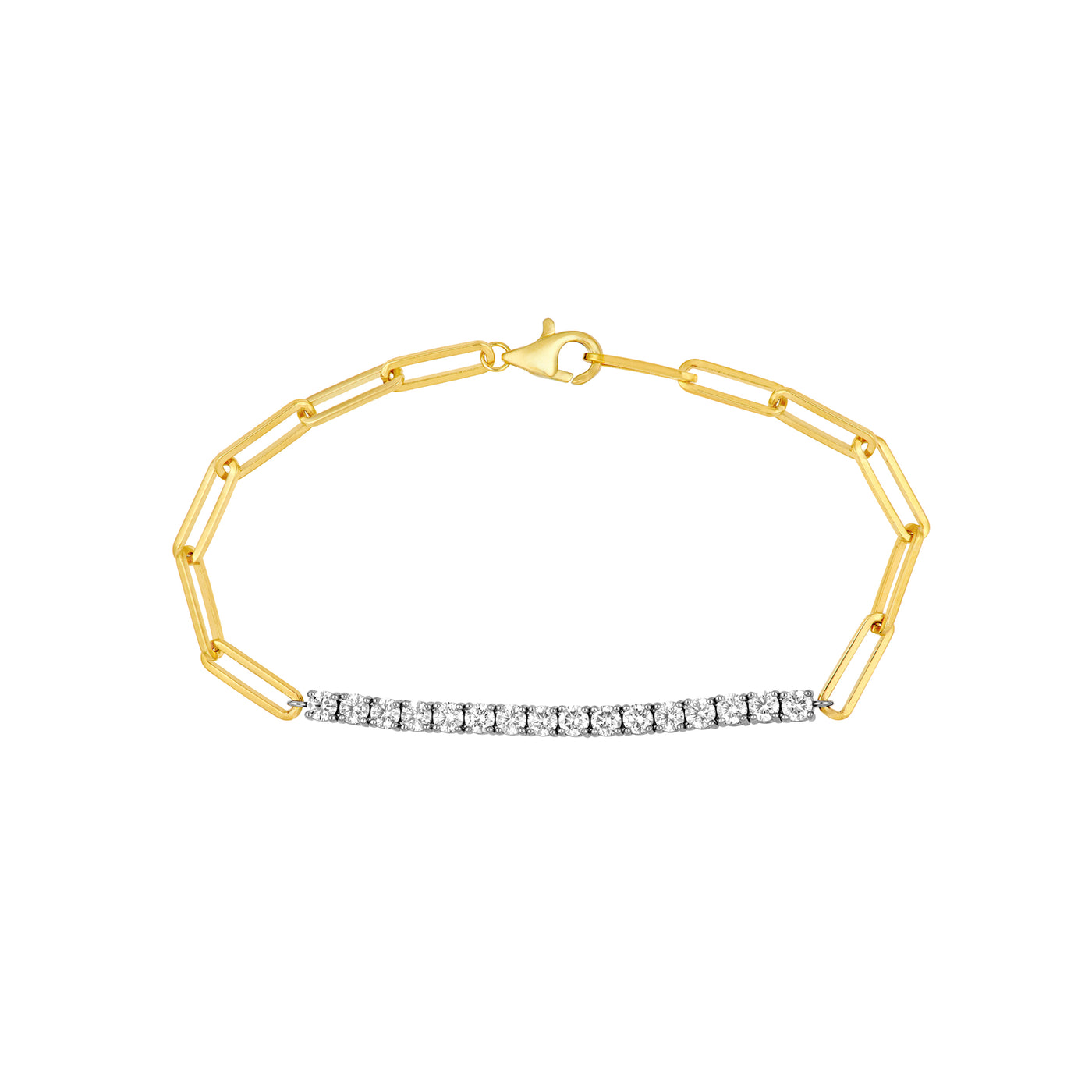 Two Tone 1-3/4tcw Diamond Paper Clip Bracelet