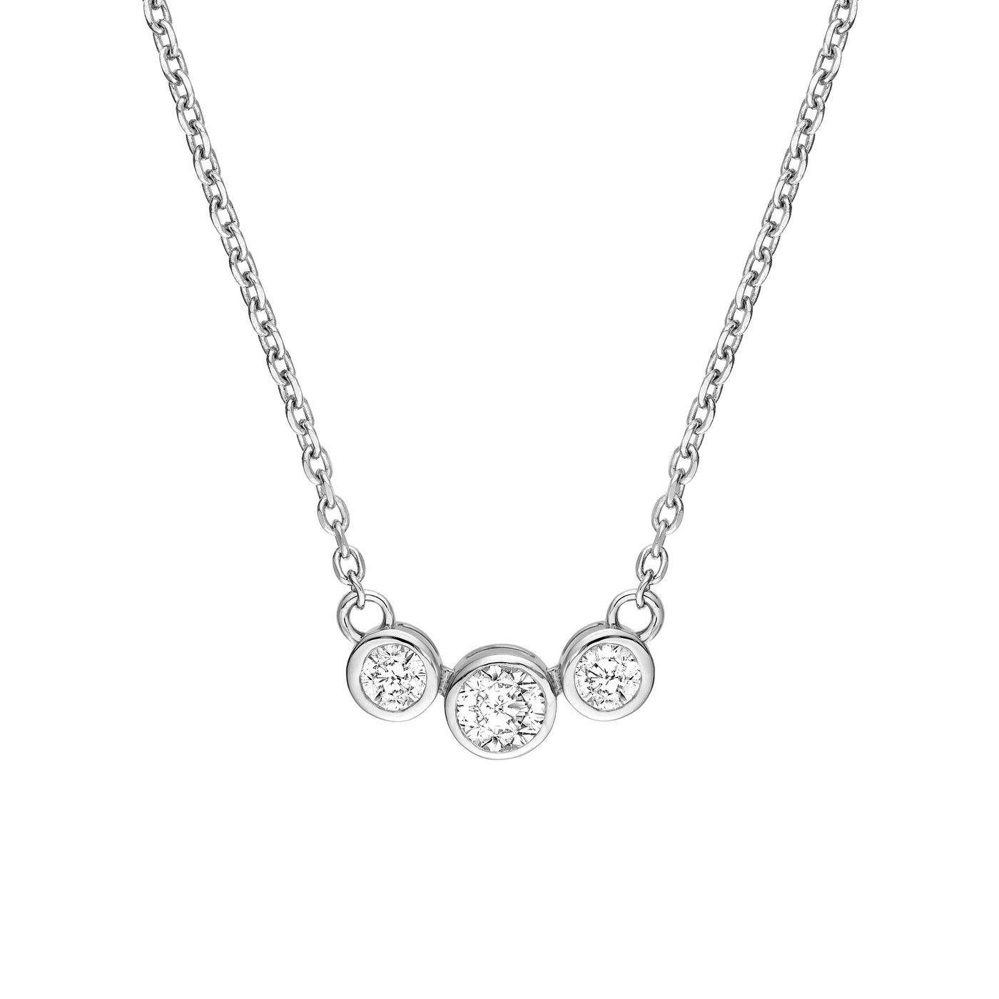 Bezel Set 3 Stone Graduated Necklace