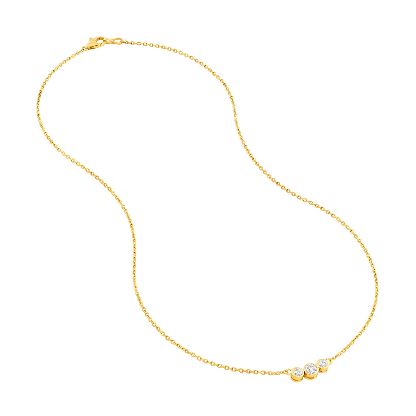 Bezel Set 3 Stone Graduated Necklace