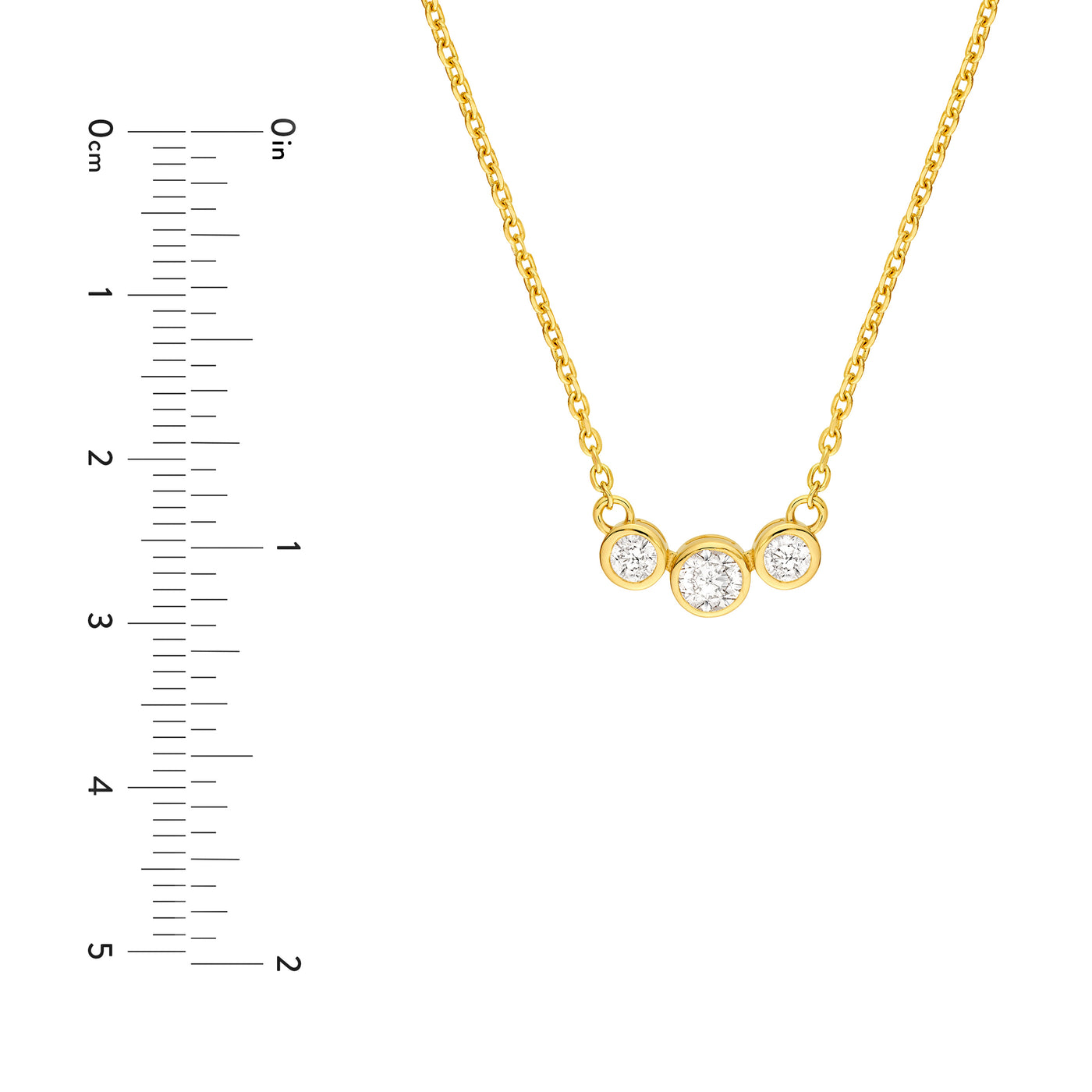 Bezel Set 3 Stone Graduated Necklace