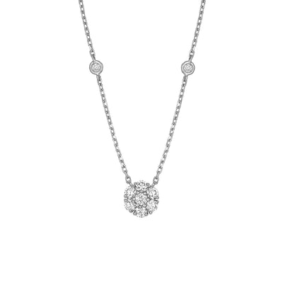 3/4tcw Diamond Cluster & Bezel Station Necklace