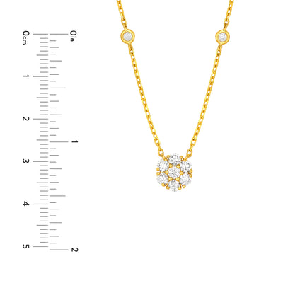 3/4tcw Diamond Cluster & Bezel Station Necklace