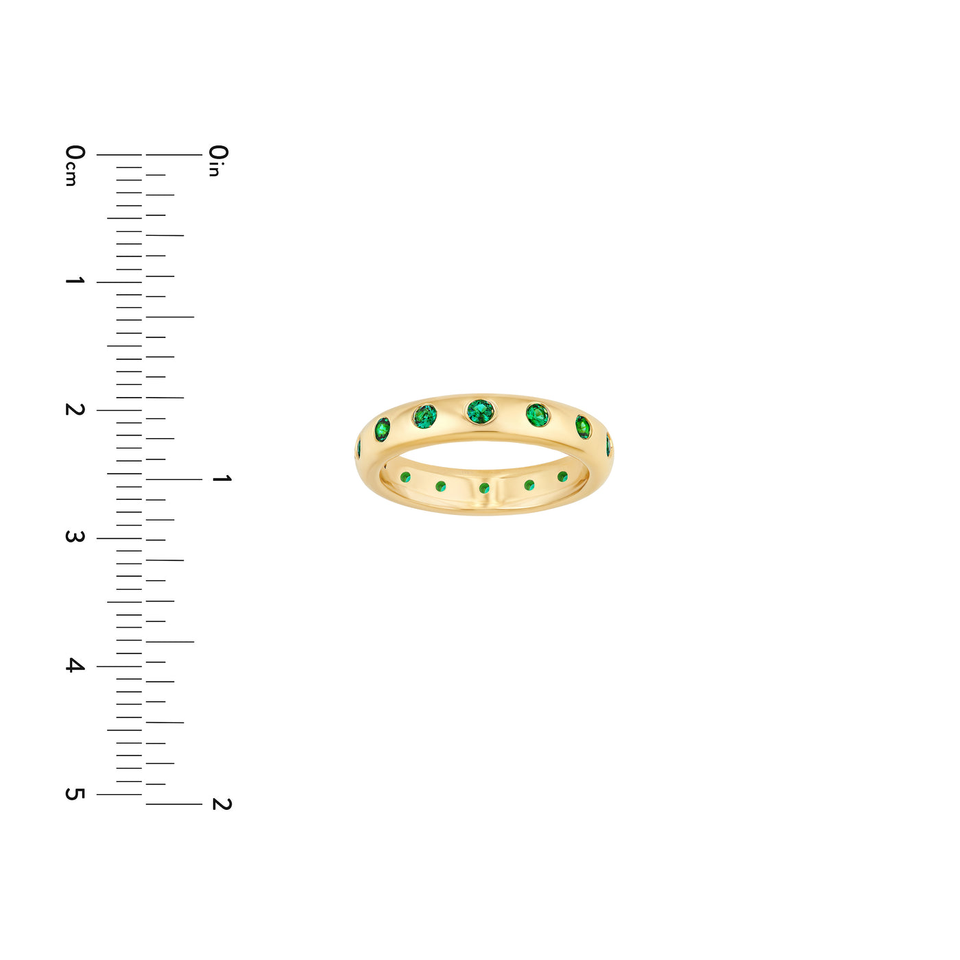 0.37ct Round Emerald Straight Band Ring