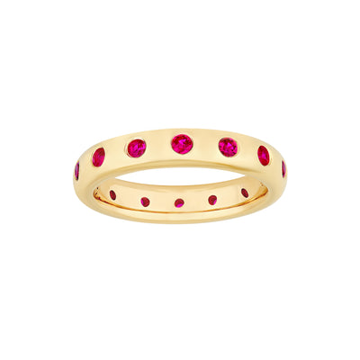 0.70ct Round Ruby Straight Band Ring