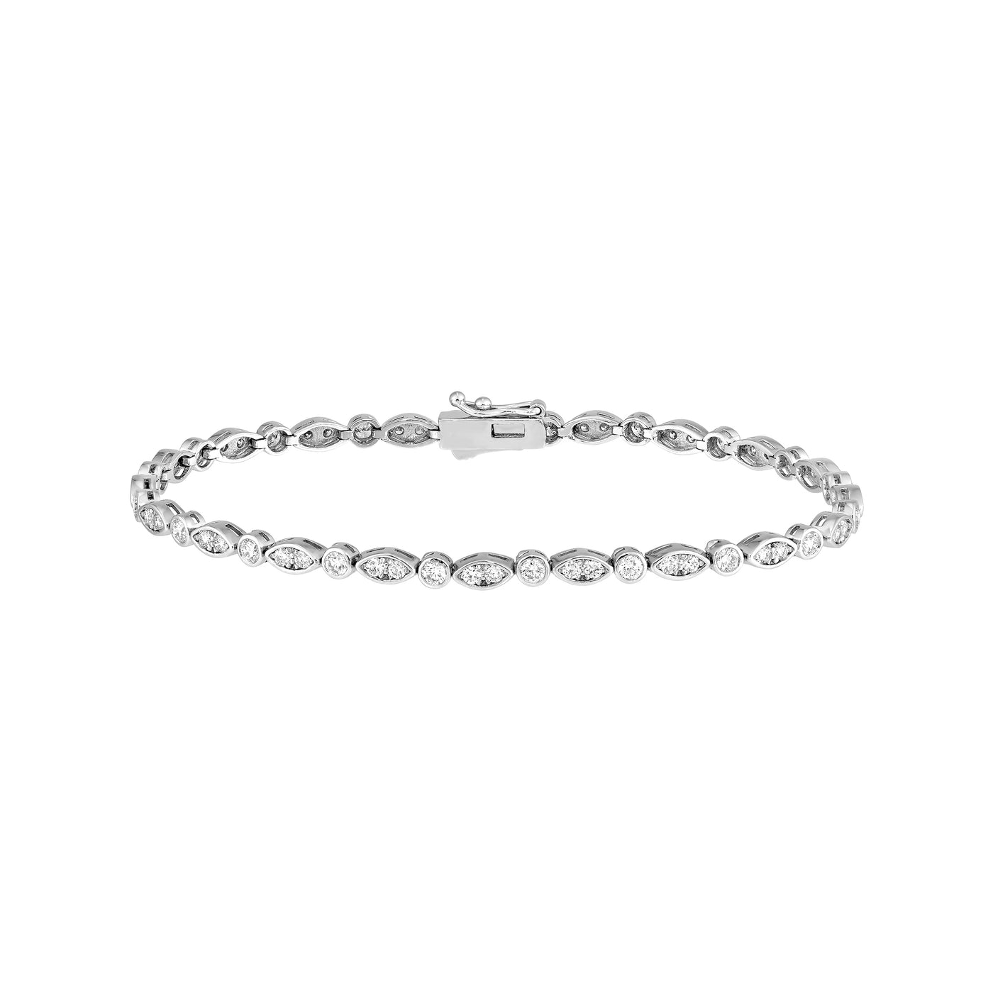 1-7/8tcw Diamond & Marquise Station Bracelet