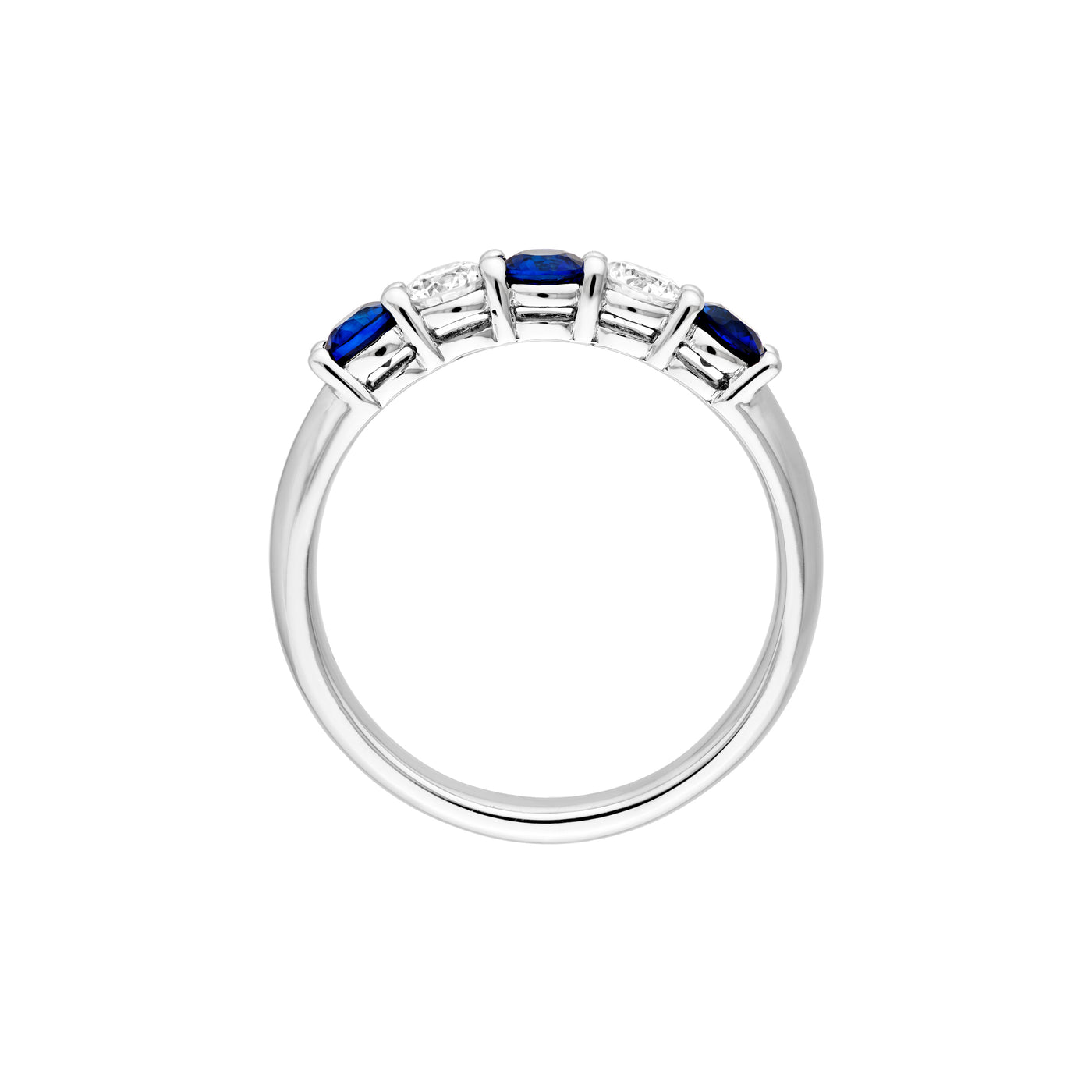 5 Stone Alternating Diamond and Sapphire Ring