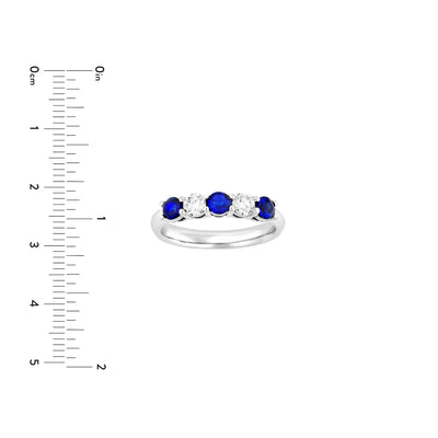5 Stone Alternating Diamond and Sapphire Ring