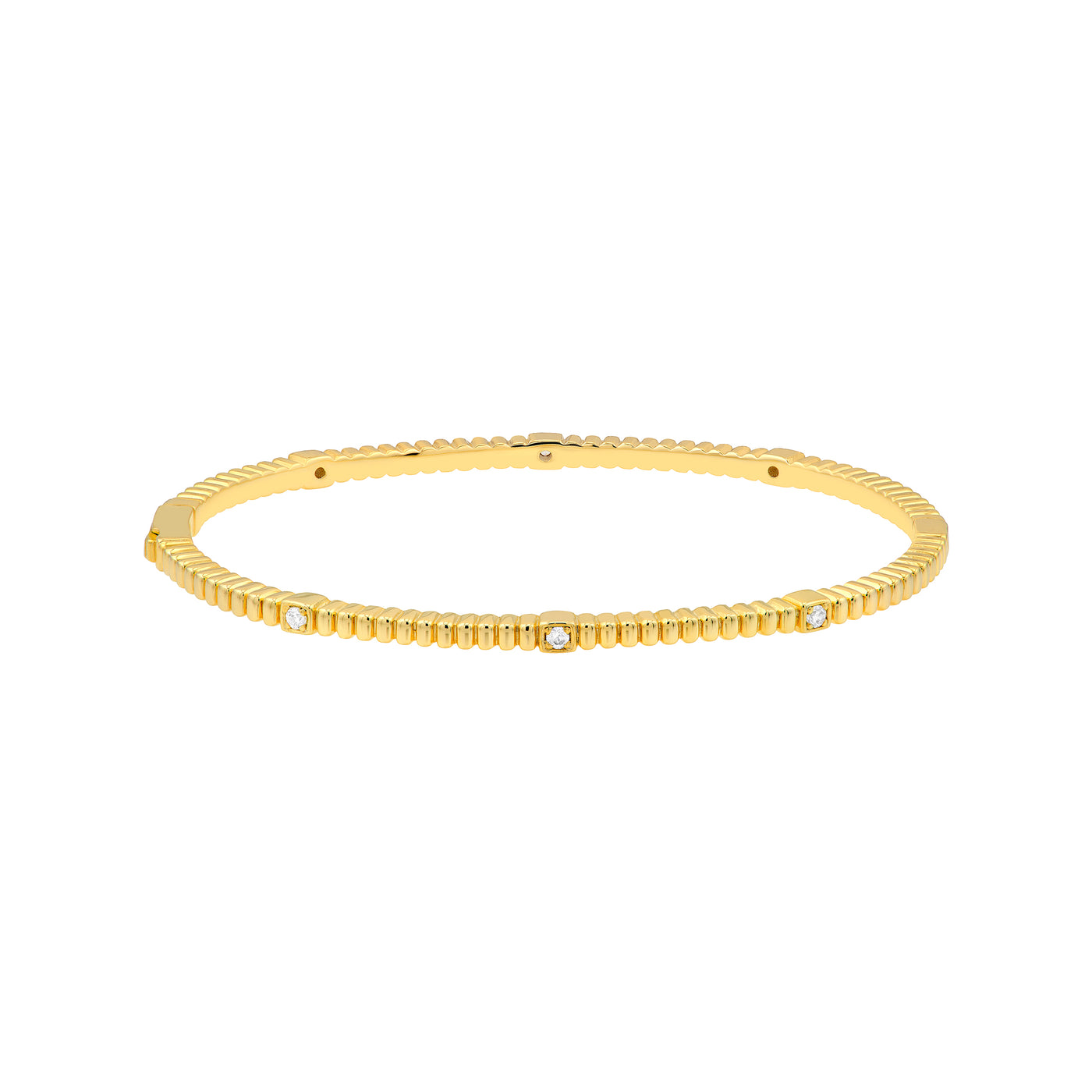 Diamond Fluted Station Bangle Bracelet (1/6tcw)
