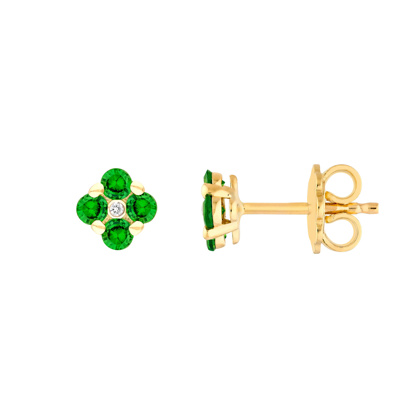2.5mm Tsavorite Flower Stud Earrings