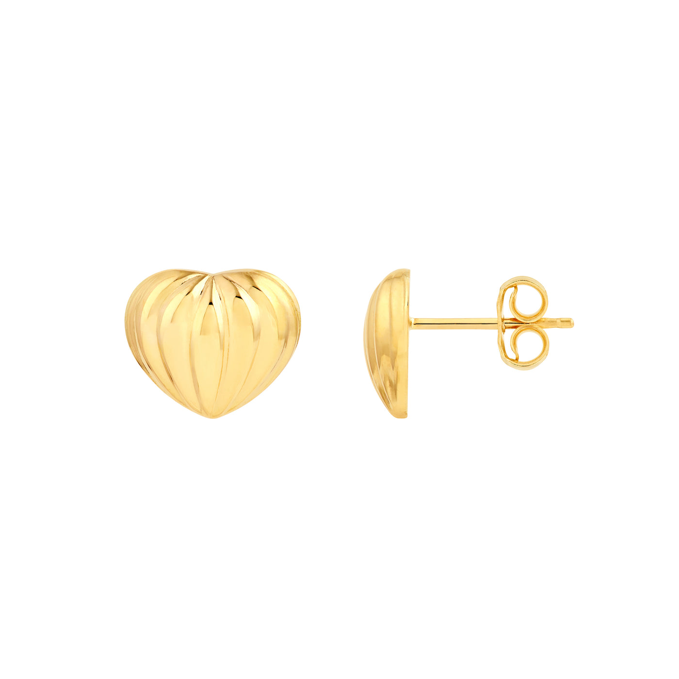 Fluted Heart Small Stud Earrings