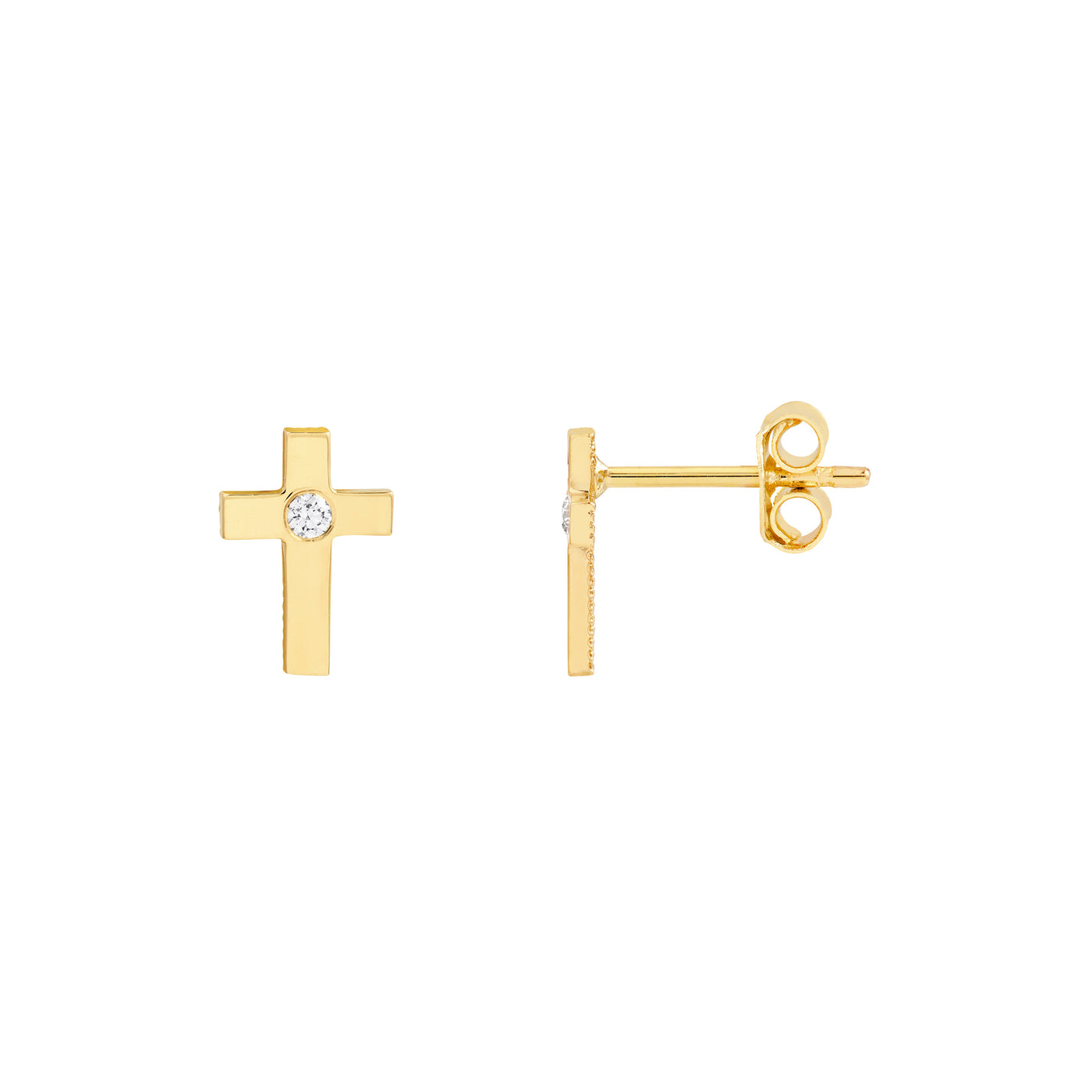 4pt Diamond Cross Stud Earrings