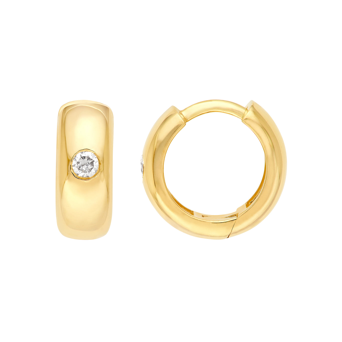 11mm Diamond Round Hoop Earrings