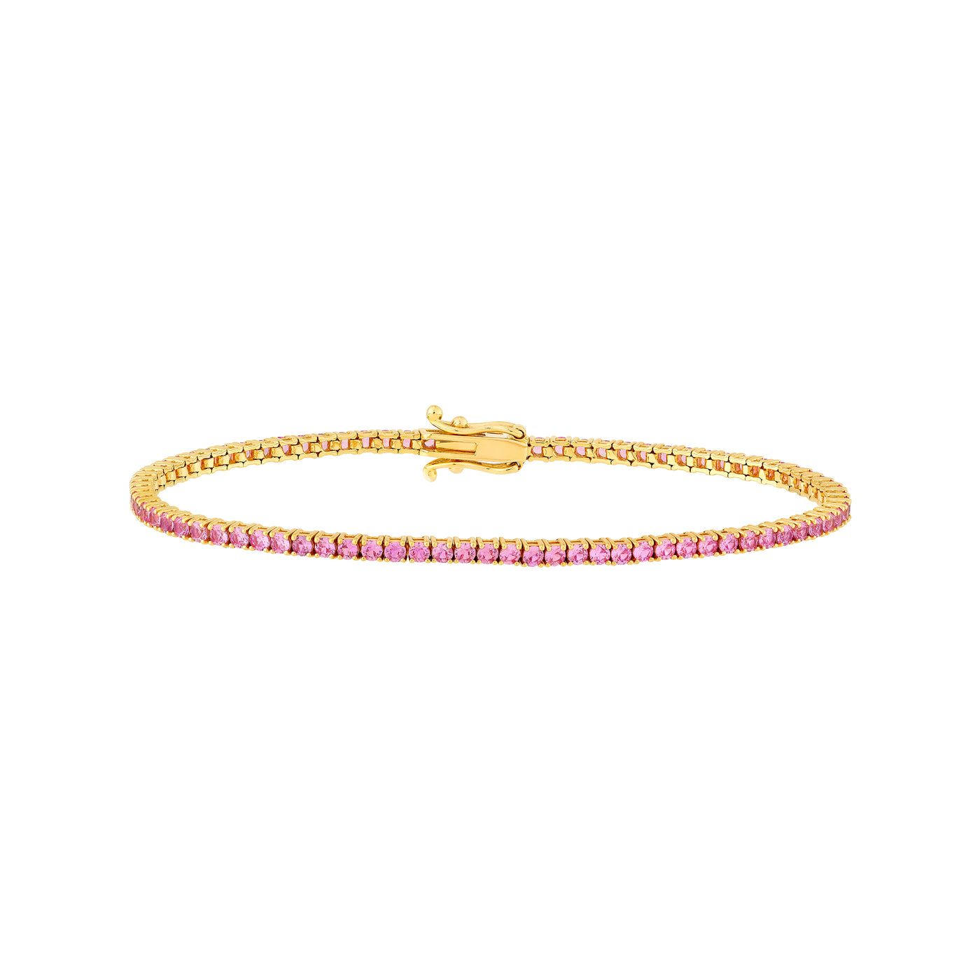 2.0mm Pink Sapphire Straight Tennis Bracelet