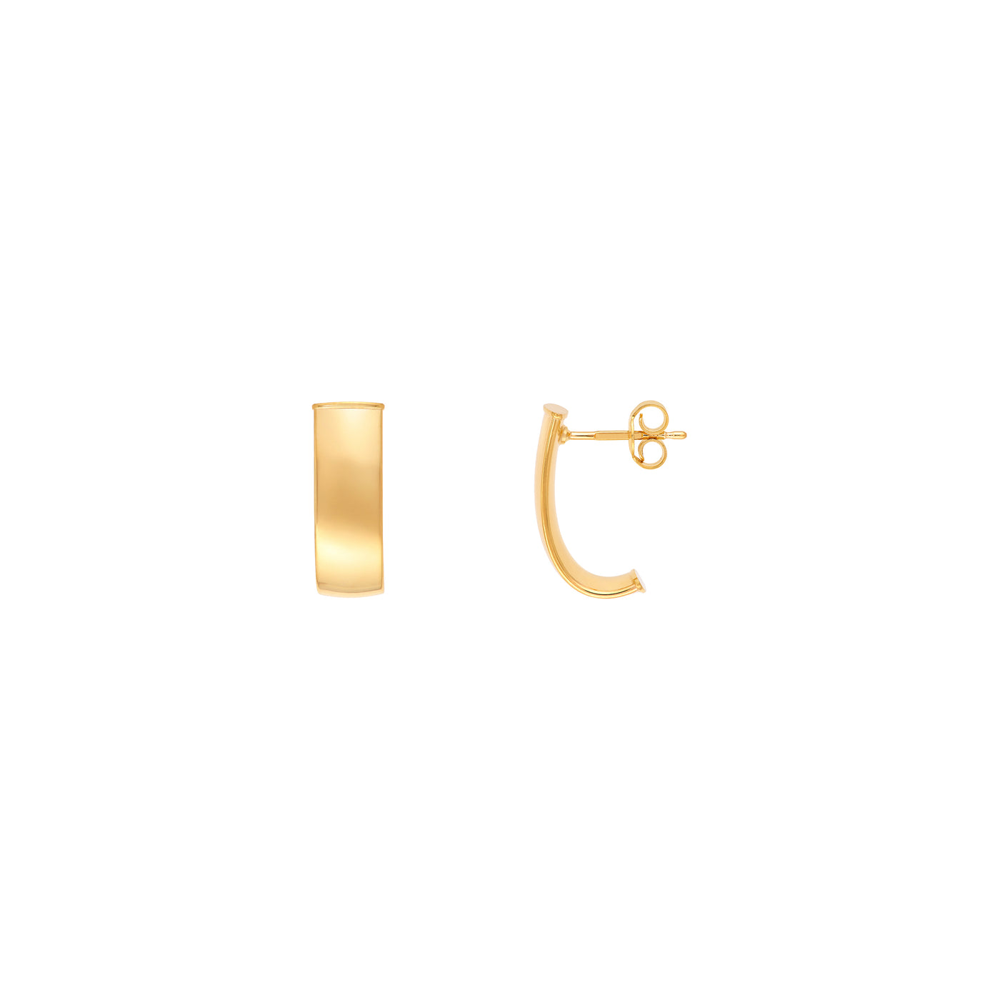 6mm Flat Oval Tube J Hoop Earrings