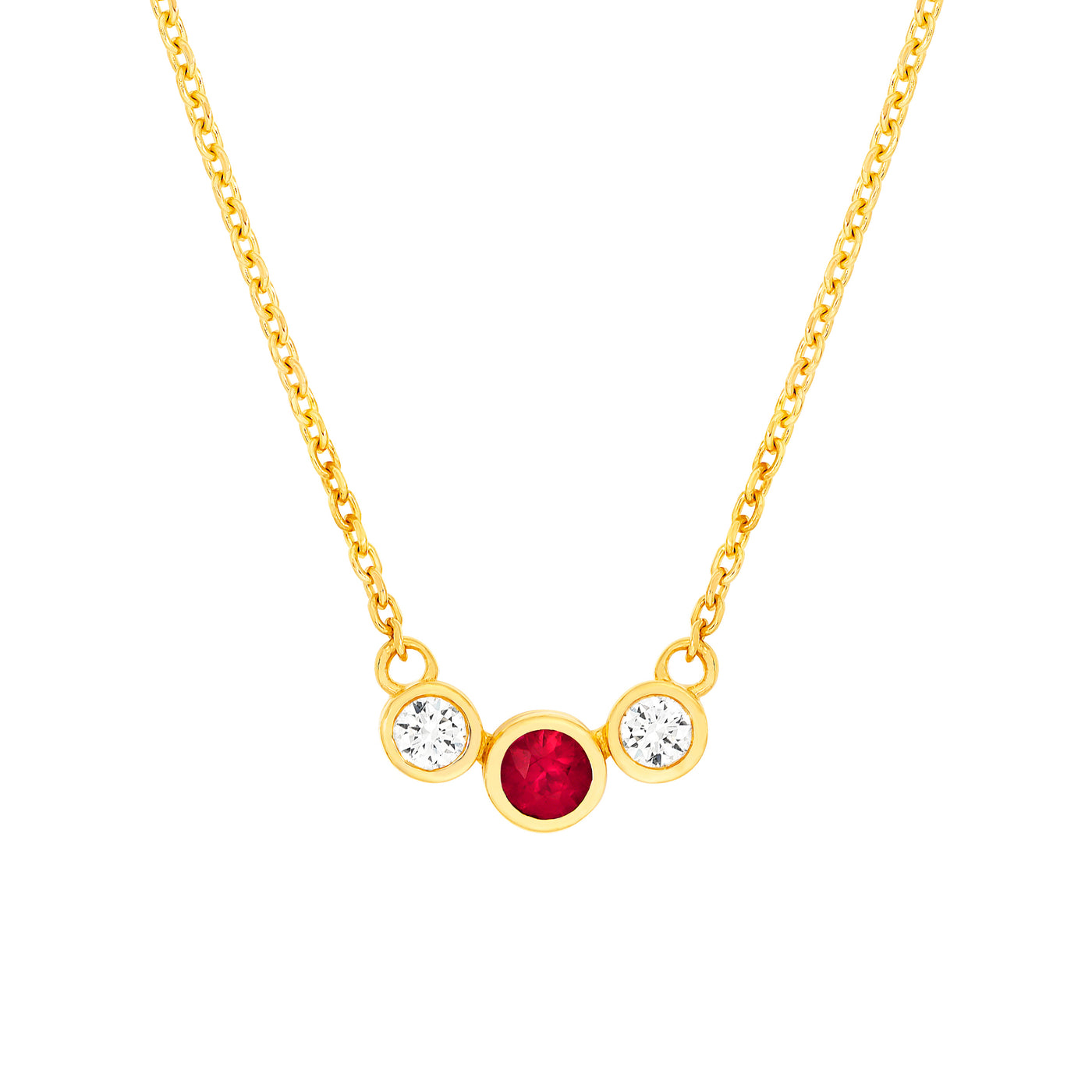 3.5mm Ruby & 1/5tcw Diamond Bezel Graduated Necklace