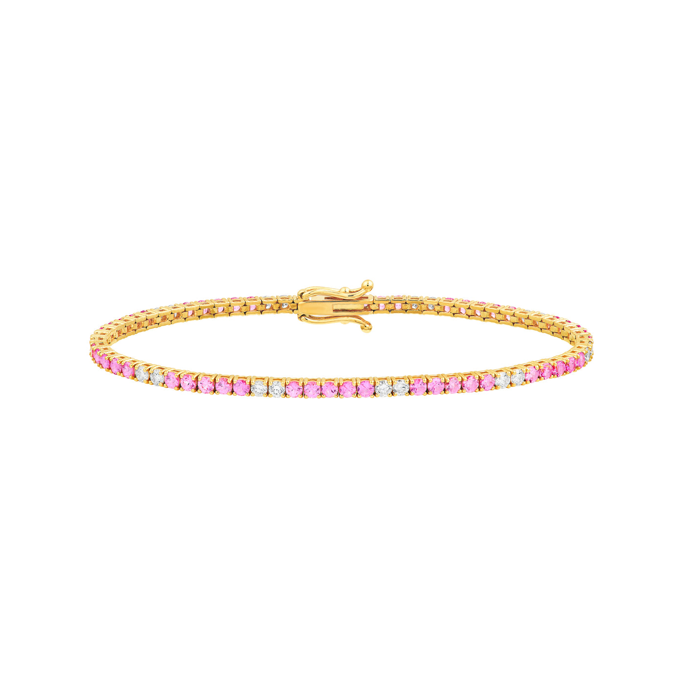 1-1/8tcw Diamond & 3.49ct Pink Sapphire Tennis Bracelet