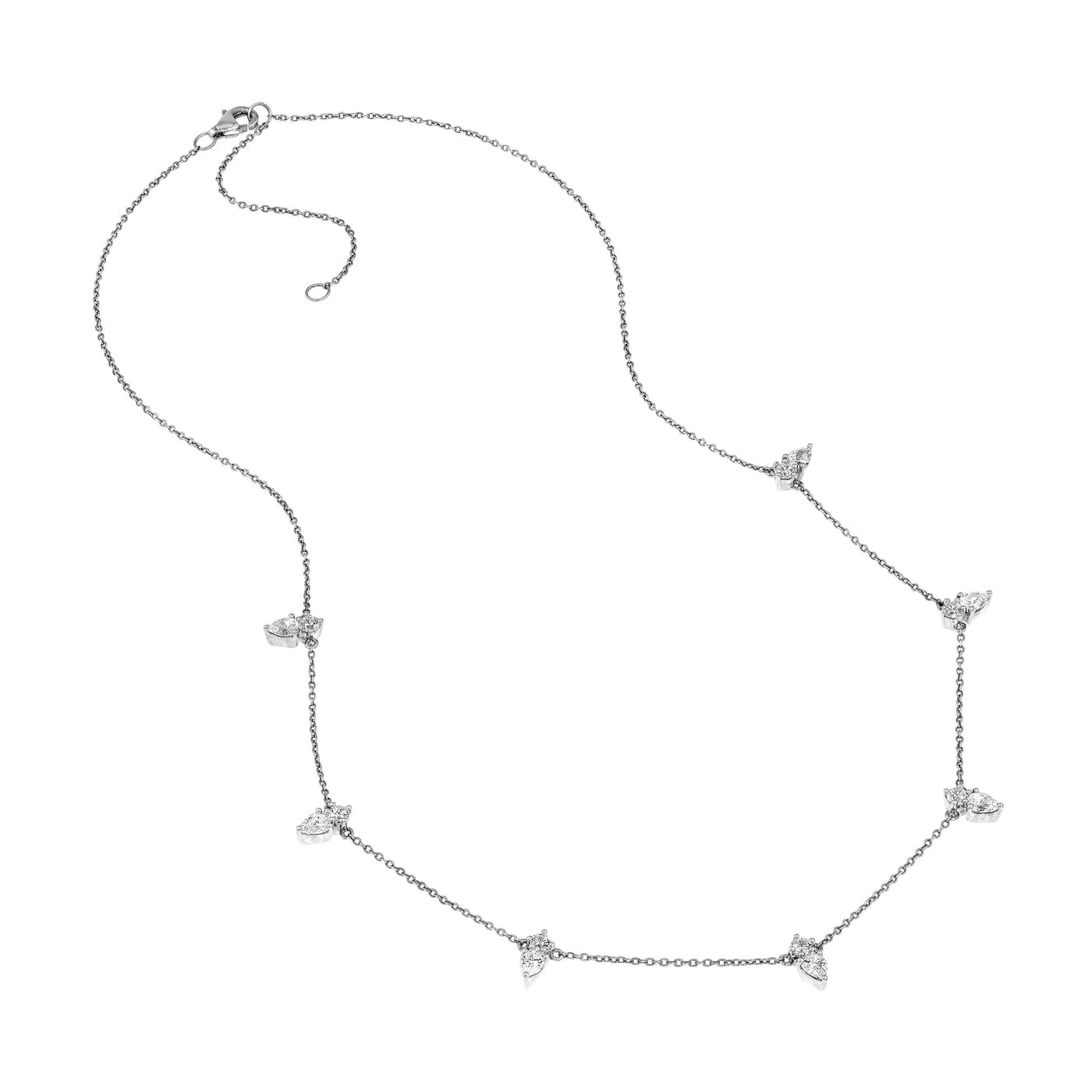 2tcw Pear & Round Diamond Station Necklace