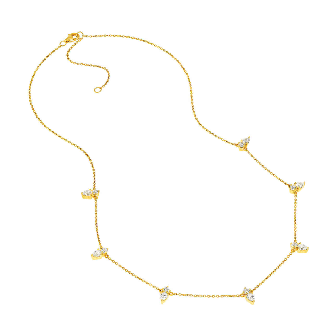 2tcw Pear & Round Diamond Station Necklace