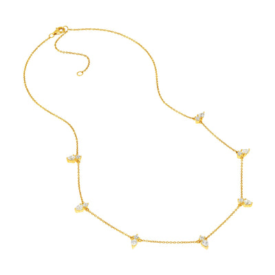 2tcw Pear & Round Diamond Station Necklace