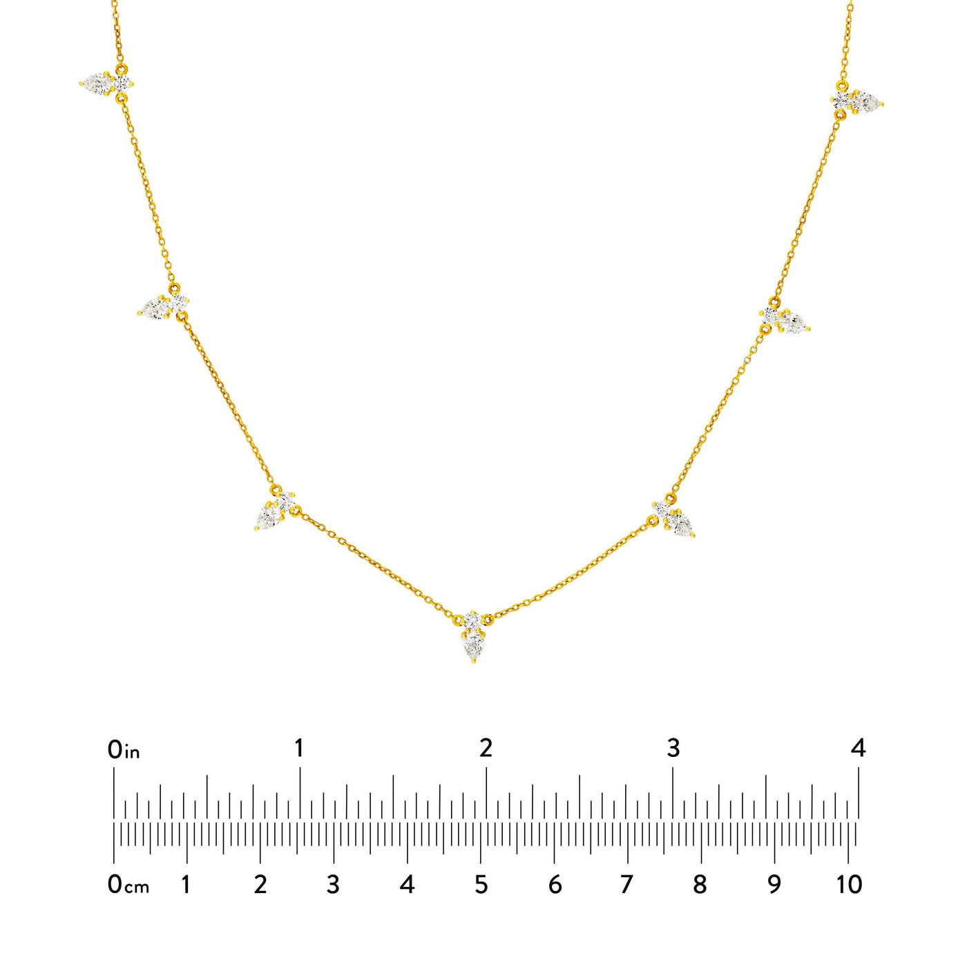 2tcw Pear & Round Diamond Station Necklace