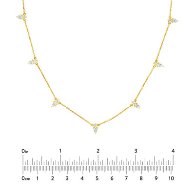 2tcw Pear & Round Diamond Station Necklace