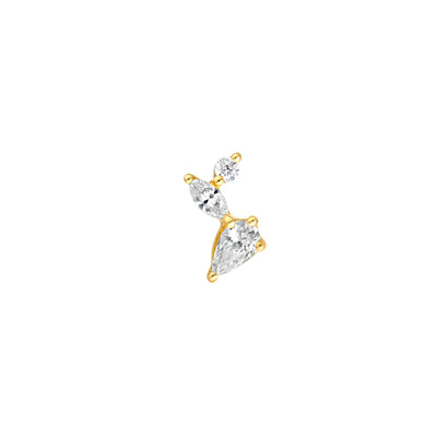 3/4tcw Pear Marquise & Round Diamond Cluster Stud Earrings