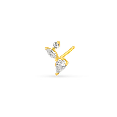 3/4tcw Pear Marquise & Round Diamond Cluster Stud Earrings