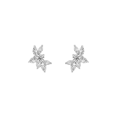 2-3/4tcw Round Pear & Marquise Diamond Cluster Stud Earrings