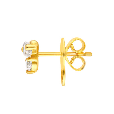 7/8tcw Square Baguette & Round Diamond Stud Earrings