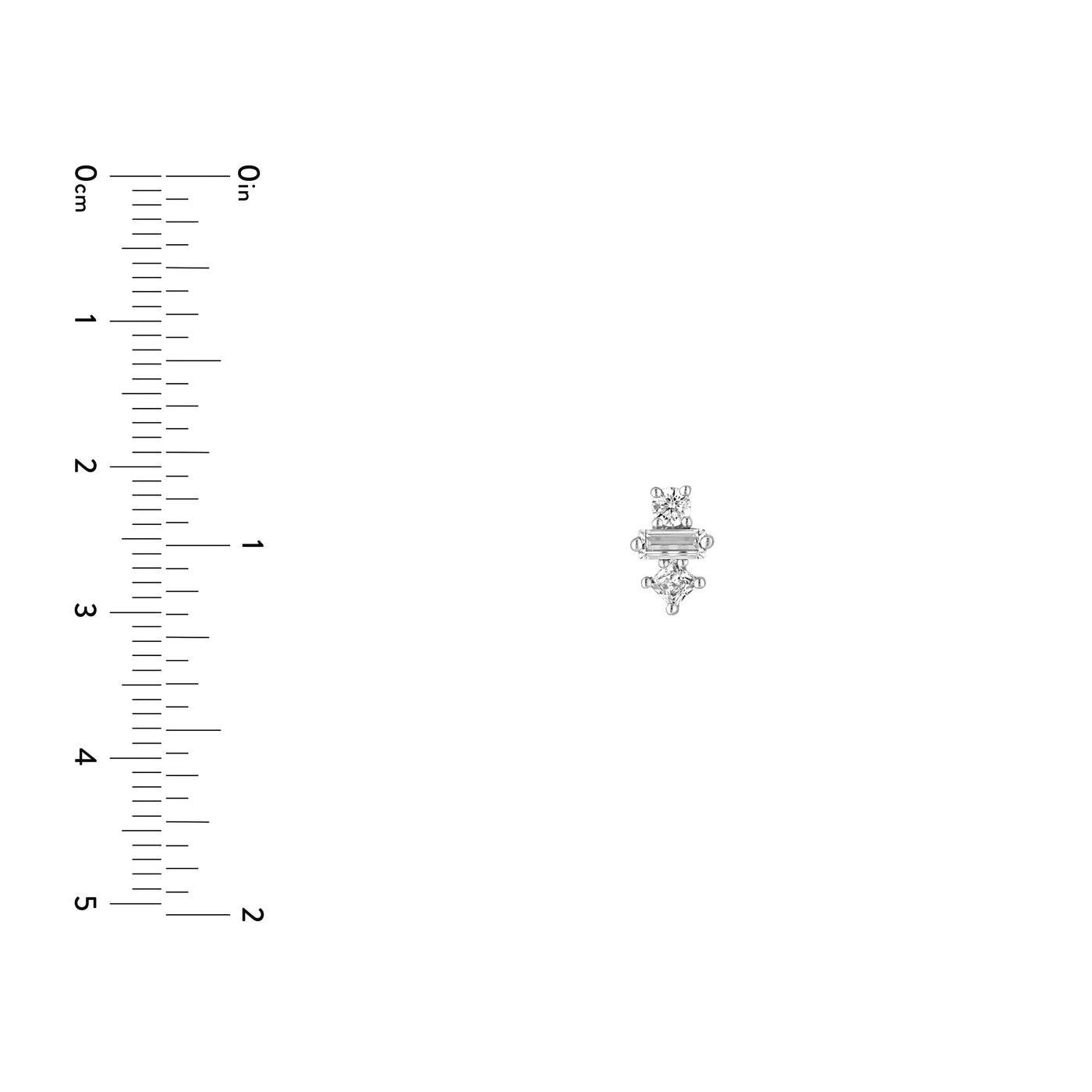 5/8tcw Square Baguette Princess & Round Diamond Studs