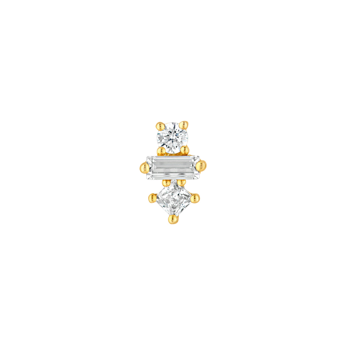 5/8tcw Square Baguette Princess & Round Diamond Studs