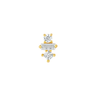 5/8tcw Square Baguette Princess & Round Diamond Studs