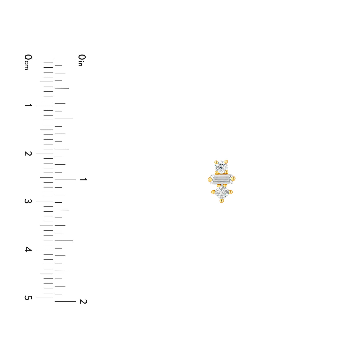 5/8tcw Square Baguette Princess & Round Diamond Studs