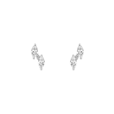 5/8tcw Marquise & Round Staggered Diamond Earrings