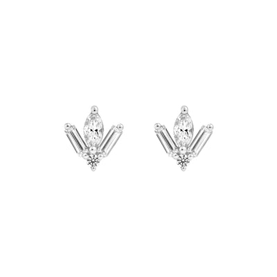 7/8tcw Multi-Cut Diamond Stud Earrings
