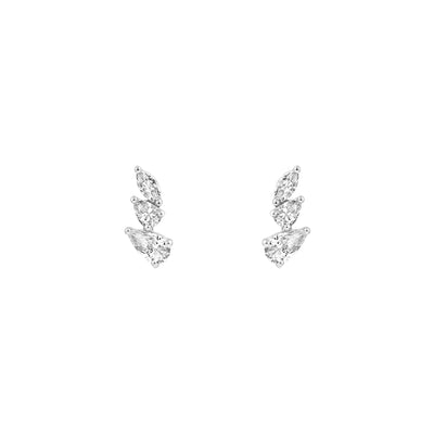 7/8tcw Pear Marquise and Round Diamond Stud Earrings