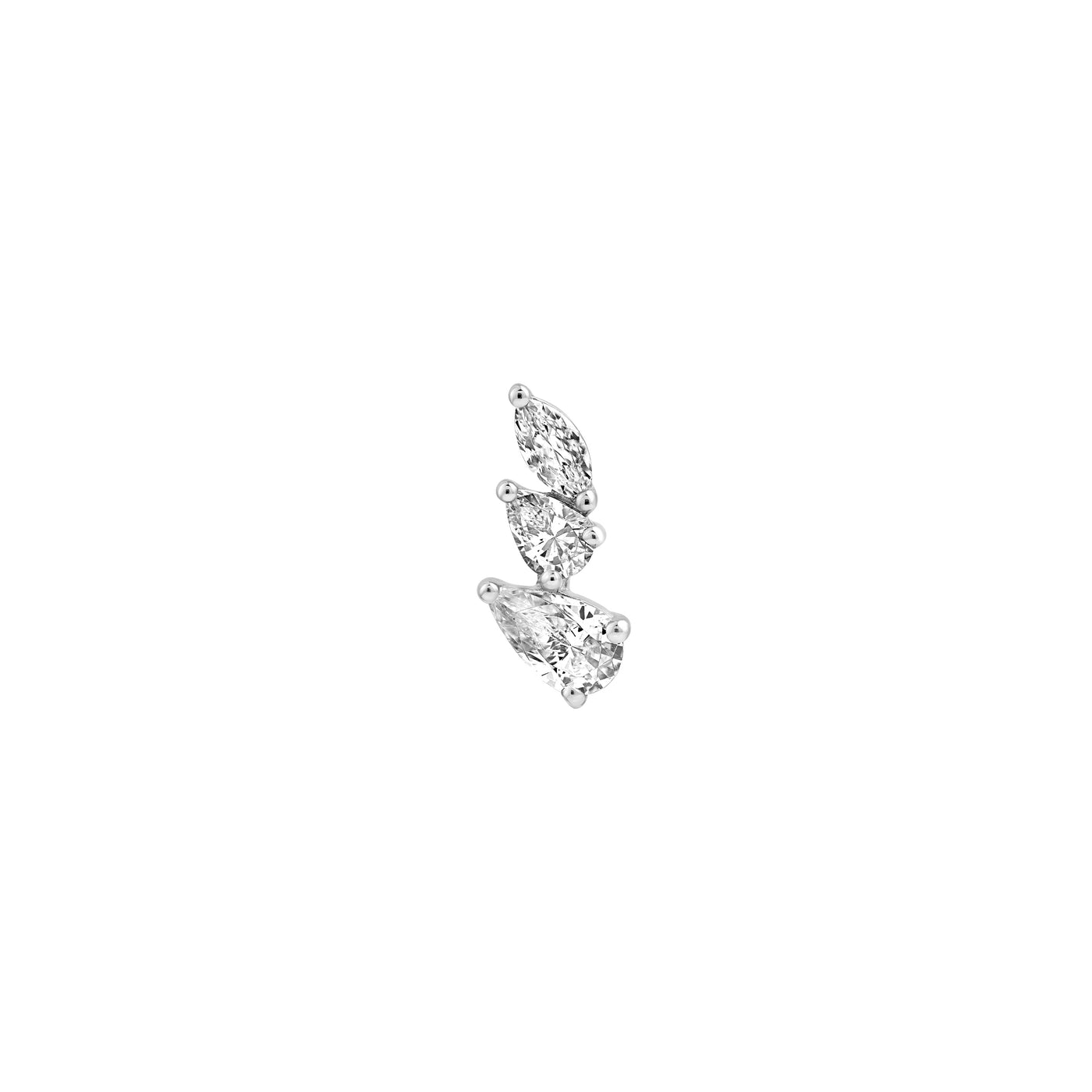 7/8tcw Pear Marquise and Round Diamond Stud Earrings
